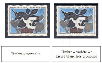 VAR1319a-2 - Philatelie - timbre de France avec variété