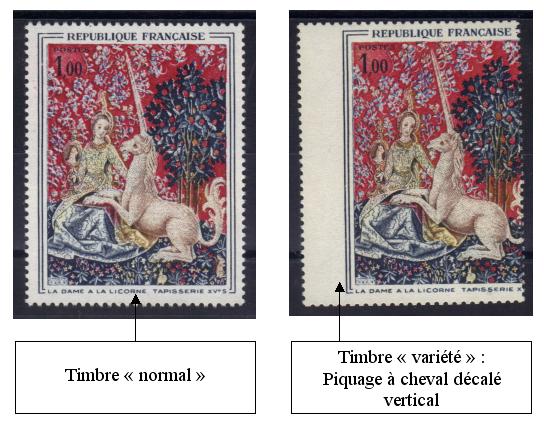 VAR1425-2 - Philatelie - timbre de France avec variété