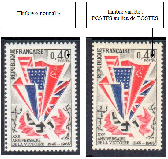 VAR1450c-2 - Philatelie - timbre de France de collection avec variété