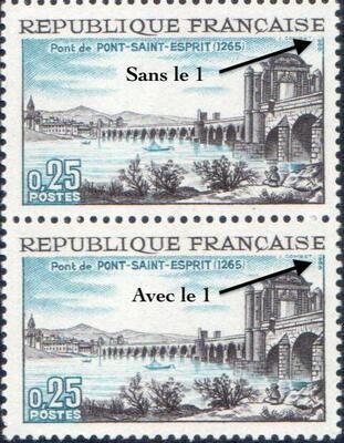 VAR1481SANSLE, Philatélie 50, Timbre de France variété N°1481, sans le 1 à 1966, Pont de Pont-Saint-Esprit