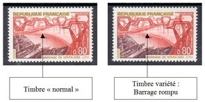 VAR1583b-2 - Philatelie - timbre de France avec variété
