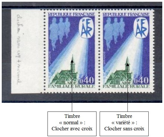 VAR1682-2 - Philatelie - timbre de France avec variété
