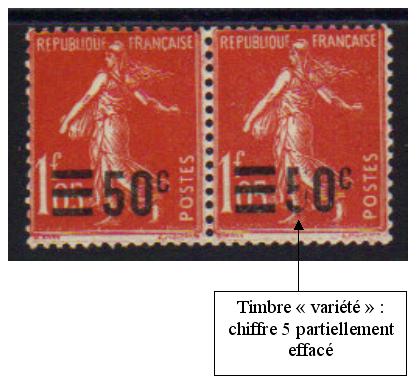 VAR225 - 2 - Philatelie - timbre de France avec variété