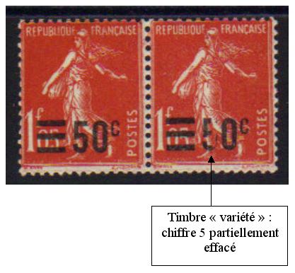 VAR225 - 2 - Philatelie - timbre de France avec variété