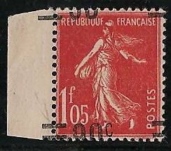 VAR227 - Philatelie - Timbre de france n° Yvert et Tellier 227 variété surcharge à cheval - Timbres de france variétés