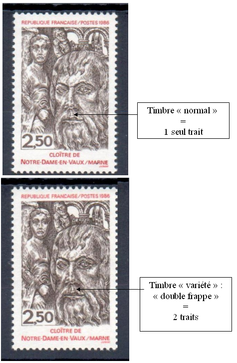VAR2404a - 2 - Philatelie - timbre de France avec variété