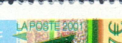 VAR3389a, Philatélie 50, timbre de France variété, Poste et chiffre double frappe, les jardins de versailles