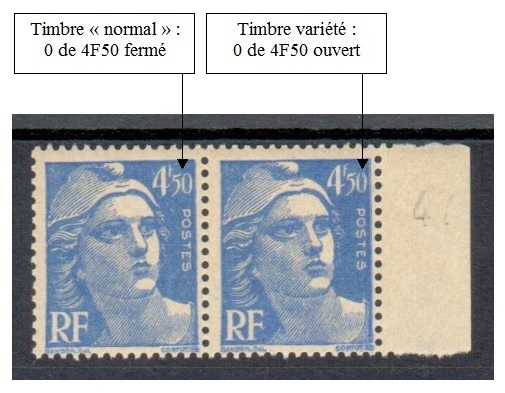 VAR718A-2 - Philatelie - timbre de France avec variété