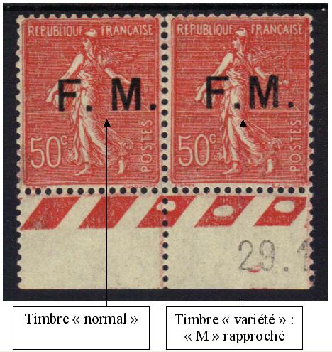 VAR FM 6 - 2 - Philatelie - timbre de France avec variété