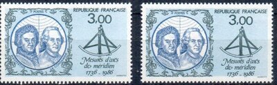 VARRF2428c, Philatélie 50, Timbre de TAAF Variété, Mesures d'Axes de méridien