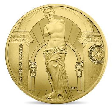 Vénus de Milo or - Philatelie - pièce de monnaie Monnaie de Paris - chefs d'oeuvre des musées