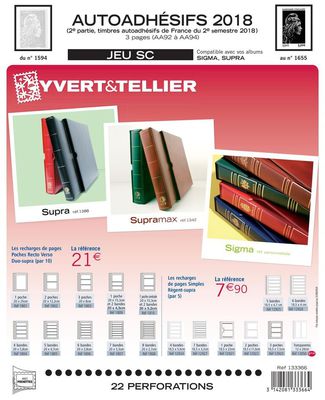 YT133366 - Philatelie - pages pré-imprimées Yvert et Tellier - jeux complémentaires - 2018 deuxième semestre