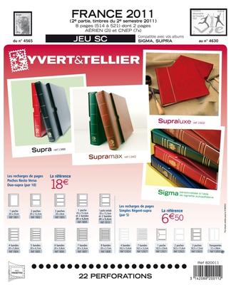 YT820011 - Philatélie - jeux complémentaires 2011 Yvert et Tellier - matériel philatélique pour timbres de France de collection